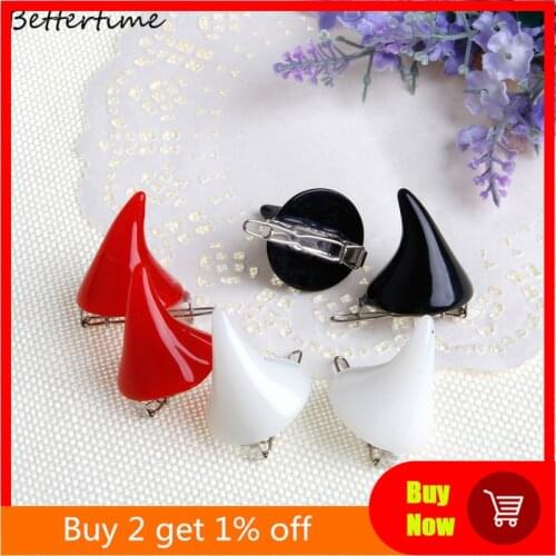 2Pcs Women Chic Halloween Stereo Devil Horns Ears Clip Hairpin Hair barrettes New 2018