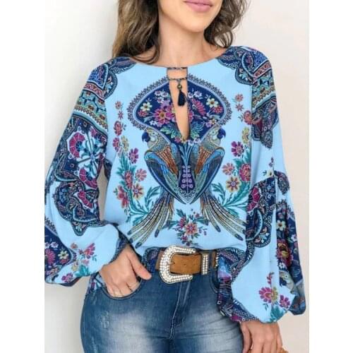 3XL embroidery blouse sweet female tops blusas Elegant Casual Blouse Floral Print Design Indie folk shirt flare sleeve Shirt
