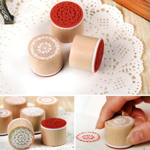 1/2PCS Vintage Lace 3cmx3cmx2.5cm New Christmas Wish Stamp Wooden Rubber Stamp Floral Pattern Luck Stamps For Scrapbooking