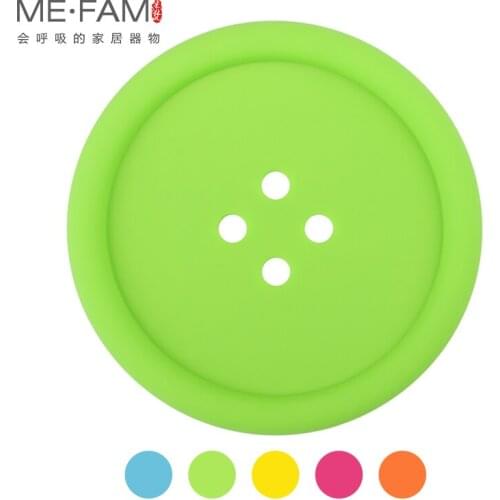 ME.FAM 1 Pieces 8.8cm Round Button Silicone Cup Mat Heat Insulation Pad Non-slip Coasters For Cafe Kitchen Restaurant Office Bar