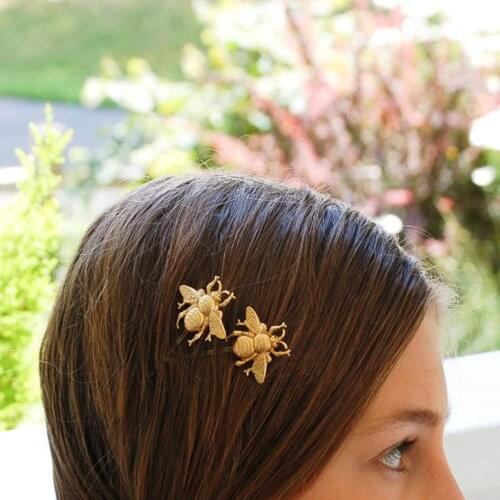 1PC Vivid Bee Golden Silver Metallic Hair Clips and Pins Fashion Insect Barrettes Headwear Women Hair Accessories