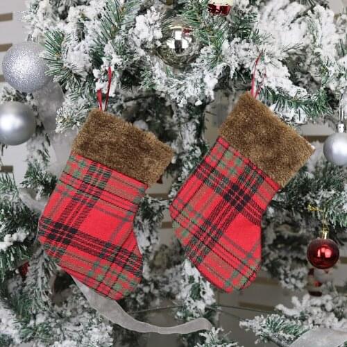 10PC 2020 Christmas Decoration Christmas Socks Gift Bag Christmas Tree Plush Pendant Gift Bag