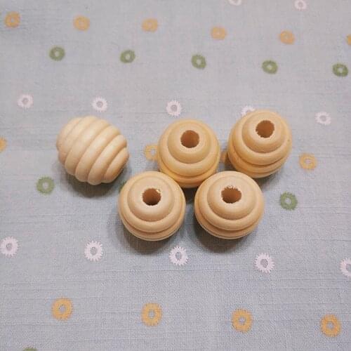 10Pcs 20mm Wooden Teething Teether Beads Food Grade Chewable Round Spiral Pattern DIY Craft Beads Necklace Bracelet Accessories