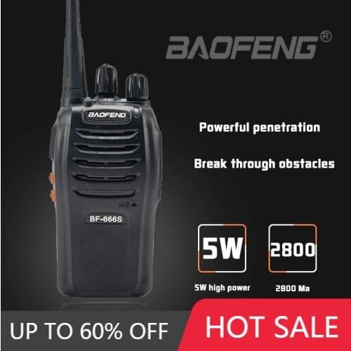 2pcs Baofeng BF-666S Walkie Talkie 16CH 400-470MHz 5W 2800mAh Comunicador Transmitter Transceiver Portable Radio Set Ham Radio