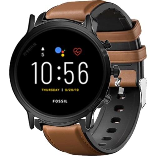 22mm Silicon Leather strap For Fossil Gen 5 Carlyle HR Julianna HR Band for Fossil Sport 43mm / Q Explorist HR Gen 4 Belt Band