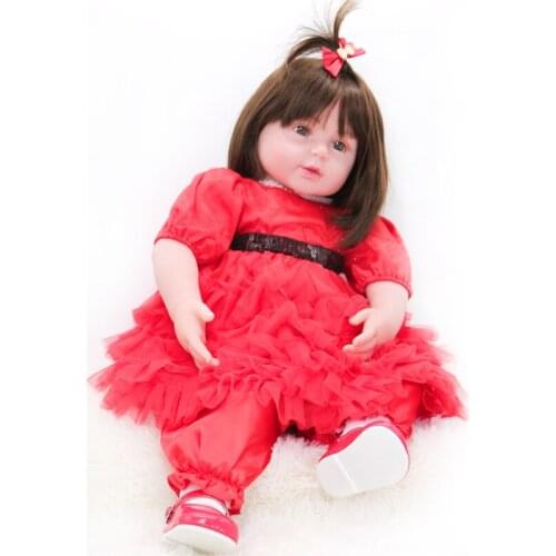 24 Inch 60cm Reborn Baby Doll Soft Cotton Body Cute Girl Brown Eyes Rebirth Bebe Dolls Reality Touch Toy Kids Playmates Gifts