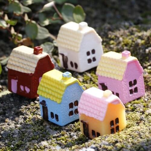 5Pcs Mini Country House Fairy Garden Miniatures Houses Terrarium Figurines Miniature Garden Decoration Miniature Fairy Figurines