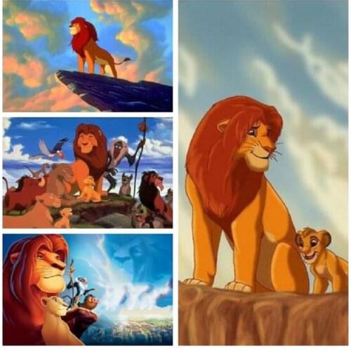 Disney Lion King 5D DIY Diamond Painting Full Diamond Embroidered Animal Childrens Room Decoration Cross Stitch Kits