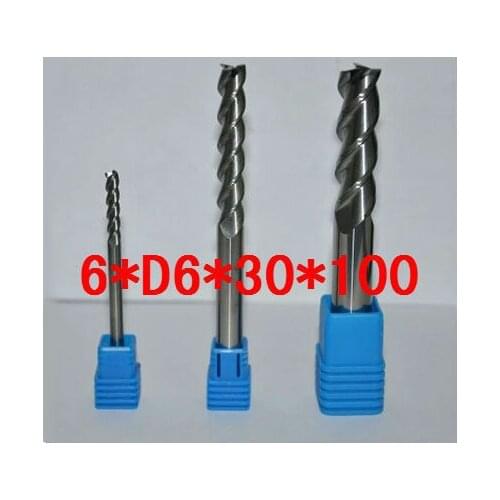 Free Shipping 6.0mm Long End Mill 6.0*D6*30*100L 3 Flutes Aluminum Carbide End mills,Carbide CNC End mill Router Bits,lathe tool