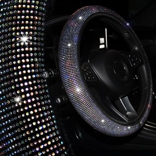Bling Bling Car Steering Wheel Cover,Crystal Easy Install Vehicle Hubs Not Moves Steering-wheel Case For Citron C3-XR F6 X45