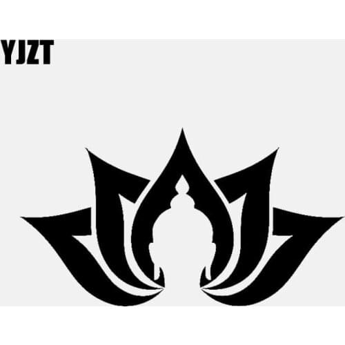 YJZT 14.5CM*8CM Lotus Flower Yoga Meditation Buddha Buddhism Car Stickers Vinyl Decal Black/Silver C3-1516