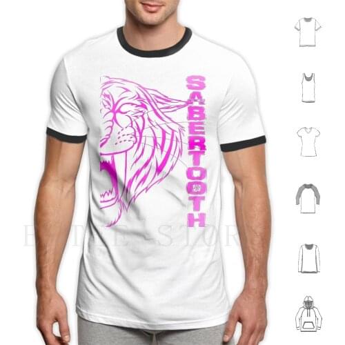 Never Cave Range-Saber Tooth ( Summer ) T Shirt DIY Big Size 100% Cotton Prehistoric Dinosaur Mammal Fitness Muscle Wild Savage