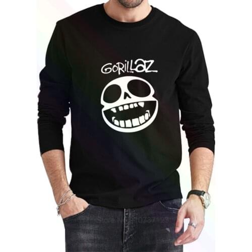 Gorillaz Rock Band Rap Logo Classic Black T-Shirt 2021 Newest Summer Mens Long Sleeve Popular Tees Shirt Tops Novel Unisex