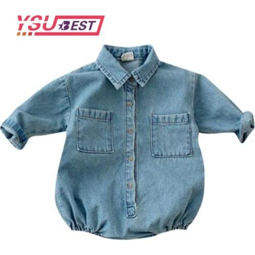 0-3Yrs New Baby Girl Bodysuits Soft Cowboy Clothes Fashion Long-sleeved And Fat Climbing Twins Baby Boys Clothes Girls Bodysuits