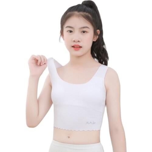 Girls Bra Camisole Girl Cotton Vest Children Soft Comfortable Underwear Candy Color Teenager Tops Kids Sports Clothing For 8-16t