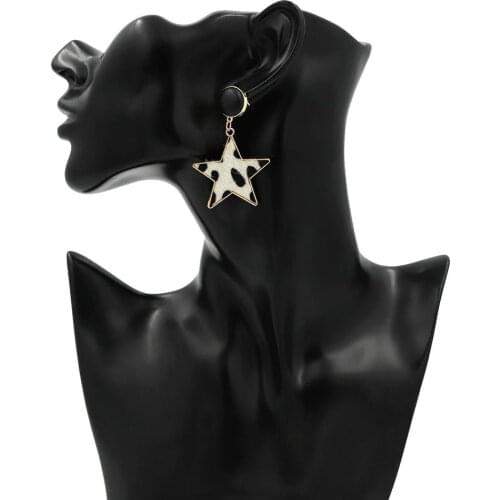 Fashion simple and atmospheric leopard print five-pointed star earrings temperament wild kpop womens earrings trend charm