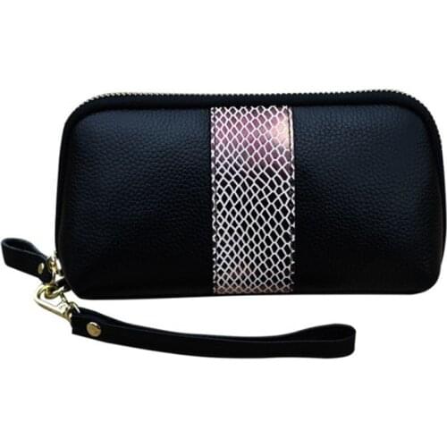 Fashion Ladies Genuine Leather Wallets Shell Clutch Bag Women Panelled Zipper Coin Purse Phone Pouch ID Bank Card holders Purses