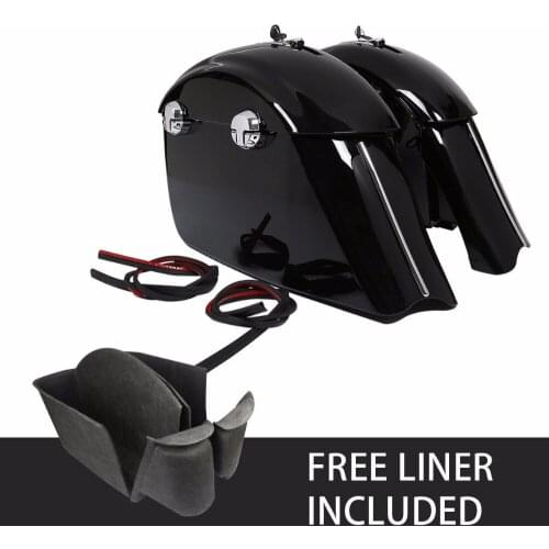 Motorcycle FREE LINER Gloss Black Saddlebag With Electronic Latch For Indian Chieftain Springfield Dark Horse 2016-2018