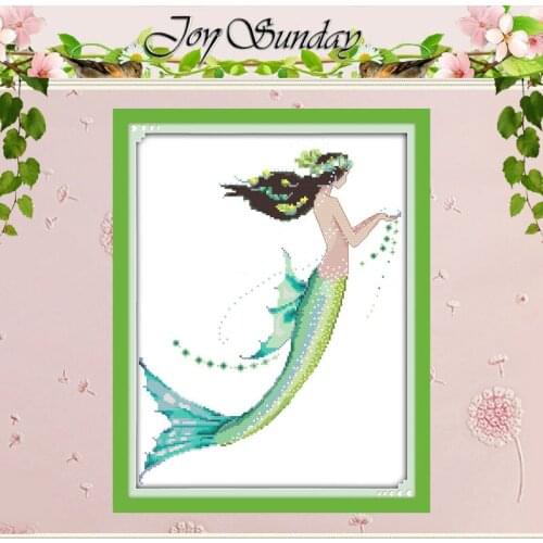 Blue Mermaid Patterns Counted Cross Stitch 11CT 14CT Cross Stitch Sets Wholesale Chinese Cross-stitch Kits Embroidery Needlework