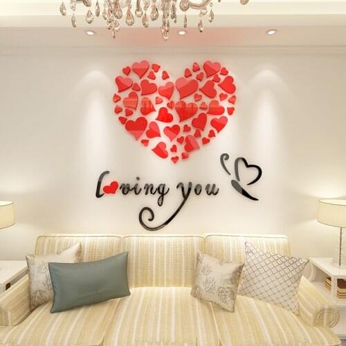 Roamntic Heart Pattern Wall Sticker Living Room Wall Decals Removable Mural Home Sweet Wallpaper Bedroom Decals Decoration W