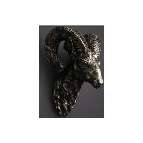 Large horn Sheep head wall hanging animal head Nordic style Decorative hanging home living room soft decoration art wall hanging