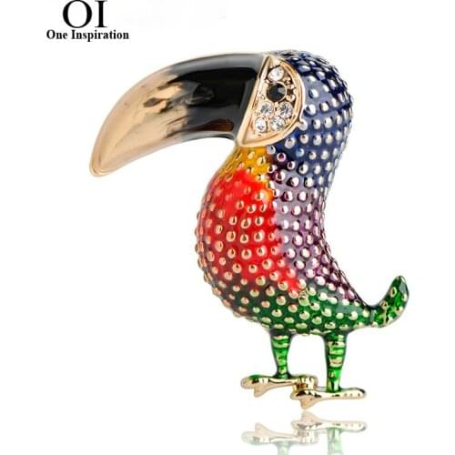 OI New Arrival Enamel Red Bird Brooch Owl Woodpecker Brooches Kids Clothes Accessories Alloy Corsages Pins Jewelry