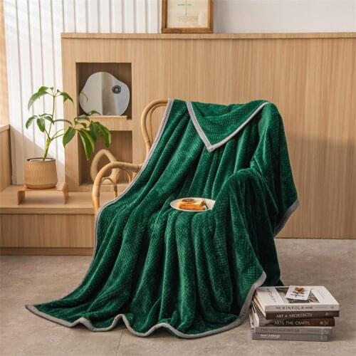 2021 New Autumn Winter Throw Blanket Fleece Green Beige Soft Thicken Bed Sheet Bedspread Flannel Bedding Home Textile 120*200cm
