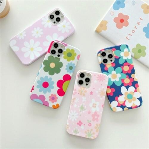 Ottwn Summer Flowers Phone Case For iPhone 12 Pro Max Mini 11 Pro Max X XR XS Max 7 8 Plus SE2020 Shockproof Soft IMD Back Cover
