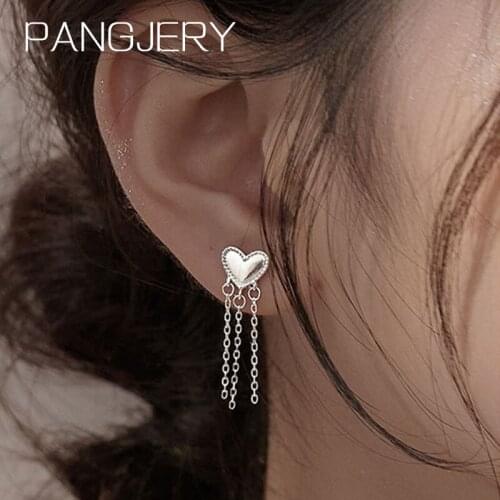 PANGJERY Prevent Allergy 925 Sterling Silver Love Tassel Earrings for Women Creativity Fashion Simple Birthday Jewelry Gifts