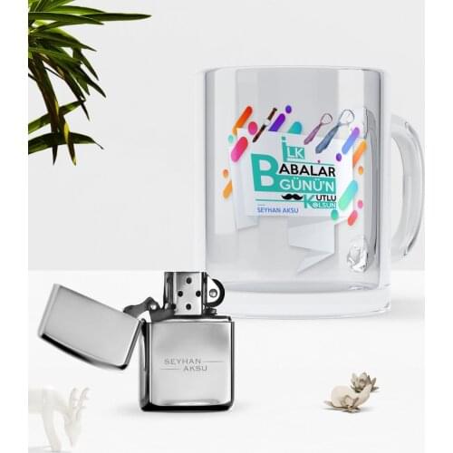 Personalized First Parents Happy Glass Mug Cup Gasoline Lighter Seti-6