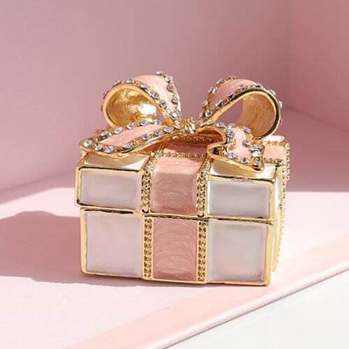 Alloy Mini Travel Jewelry Organizer Box Storage for Pendant Accessories Pink