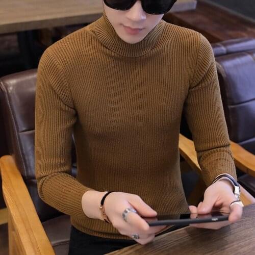Sweater Autumn and winter turtleneck mens sweater Korean version of the slim bottoming sweater pure color trend mens clothes