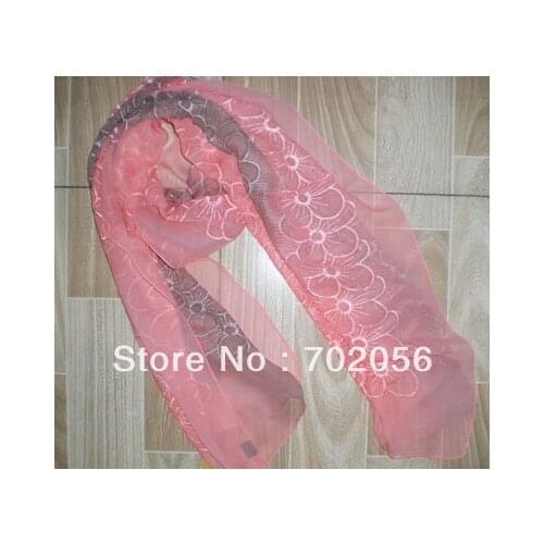 Beaded floral 100% Silk scarf Shawl Wrap Scarves 180*55cm gorgeous mixed 5pcs/lot #3039