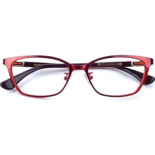Women Prescription Eyeglasses Frames Cat Eye Stainless Steel Red