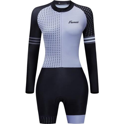 Frenesi 2021 Pro Team Triathlon Suit Women Black Sport Skinsuit Jumpsuit Maillot Cycling Ropa Ciclismo Long Sleeve Gel Bodysuit