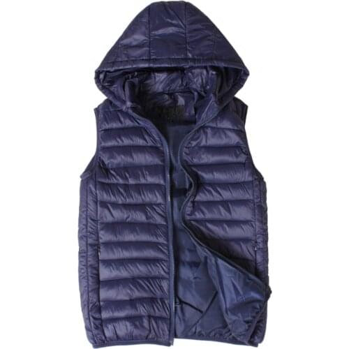 Womens Slim Vest Solid Hooded Large Size Casual Ladies Vests for Women With Zipper Cotton Padded Sleeveless Down Jacket Coat