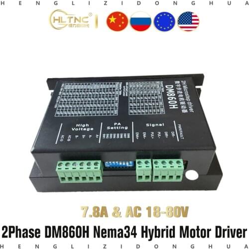 1PC DM860H High torque 2 phase AC 18~80V or DC 24~110V hybride Nema34 Stepper Motor driver for cnc kit