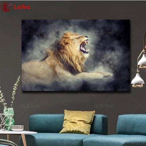 2020 round Diamond Painting Modern art, running lion Full square Rhinestone of Picture Diamond mosaic Valentines Day gift
