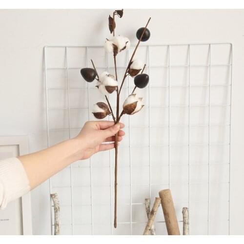 3pcs/lot 5 head Simulation cotton branches flowers artificial plants home wedding road lead flower decoration wall fake flower