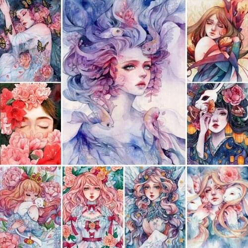 5D Diy Diamond Painting Cartoon Girl Portrait Cross Stitch Kit Full Drill Embroidery Mosaic Art Picture of Rhinestones Decor