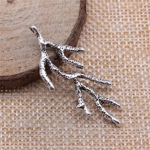 Free shipping 20pcs 20x43mm antique silver Branch coral charms diy retro jewelry fit Earring keychain hair card pendant