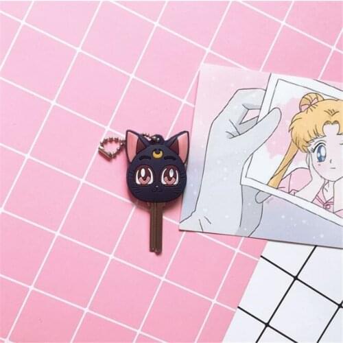 Anime Moon Luna Purple Cat Keychain Cosplay Cute Pendant Keyring Key Chain Gift Women Men Keys
