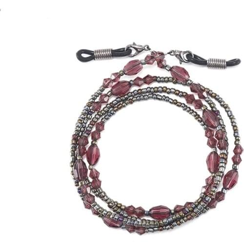 Fashion Womens glass Purple Beaded Eyeglass Chains Sunglasses Reading Glasses Chain Eyewears Cord Holder neck strap Rope Gifts