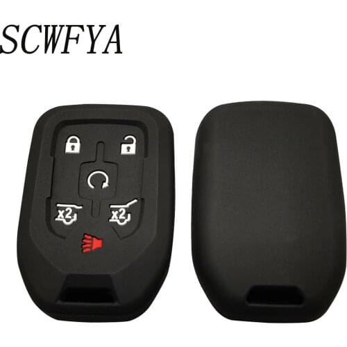 For Sierra Yukon For Chevrolet Silverado Suburban Tahoe Smart Key Case Fob 6 Buttons Silica Gel Interior Accessory Silicone Key