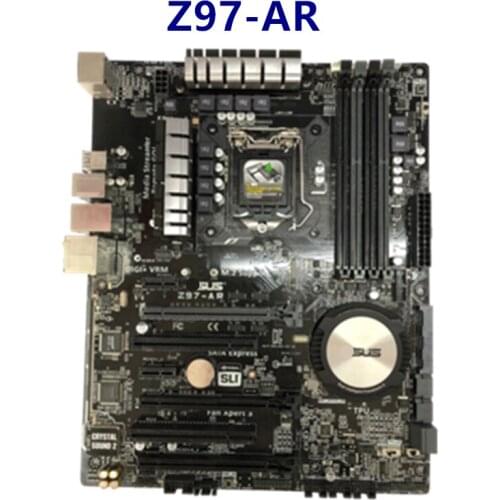 For Used asus Z97-AR Motherboard Intel Z97 LGA1150 DDR3 32GB Original Desktop Z97 Mainbaord PCI-E 3.0 Z97-AR 1150 ATX