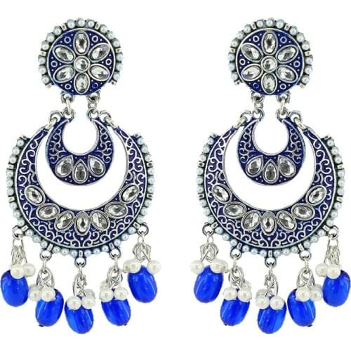 Handmade Crystal Pearl Beads Indian Jhumki Jhumka Earrings for Women Bohemia Party Statement Bridal Wedding Jewelry orecchini