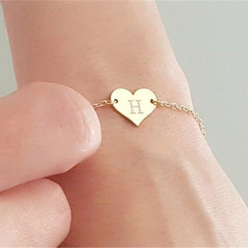 Personalized Initial Bracelet Bridesmaid Gift Engrave Heart ID Bracelet Wedding Jewelry Custom Name Bracelet Personalized Gift
