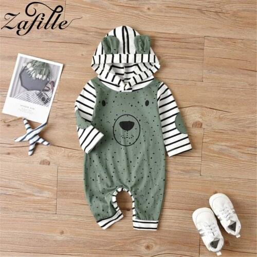 ZAFILLE Green Bear Baby Boys Rompers Long Sleeve Hooded Boy Jumpsuit For Kids Autumn Winter Newborns Baby Boy Clothes