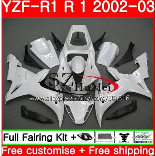 Body For YAMAHA YZF 1000 YZFR1 02 03 YZF-1000 Bodywork 73SH13 YZF R 1 YZF R1 02 03 Pearl White YZF1000 YZF-R1 2002 2003 Fairing