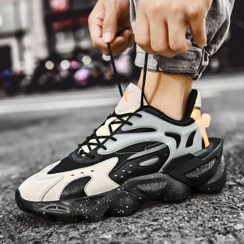 Mens Sneakers Autumn Winter New Retro Dad Shoe Thick Sole Height Increased Sports Walking Outdoor Running Shoes Big Size 39-46